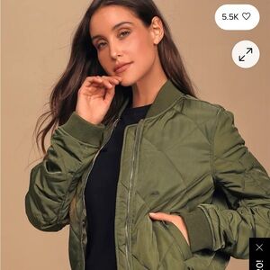 Lulu's Sage Green Bomber Jacket